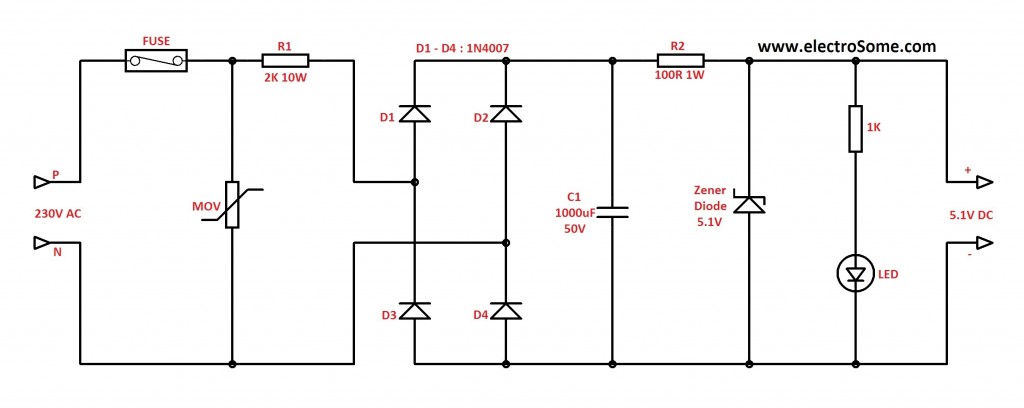 Resistive Transformer Less Power Supply Circuit Diagram