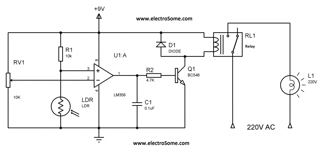 Automatic Garden Light Controlling System Circuit Diagram