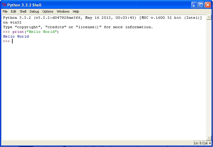 Output at the Shell Interpreter – Python