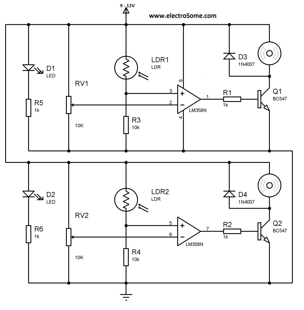 Line Follower Robot Circuit – without using Microcontroller