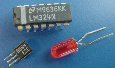 Clockwise from top: A chip, an LED and a transistor are all made from semiconductor material.